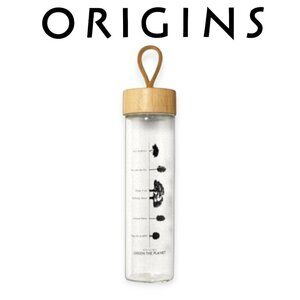 Origins Glass Water Bottle 16oz Eco Friendly Bamboo Lid Reusable Drinkware